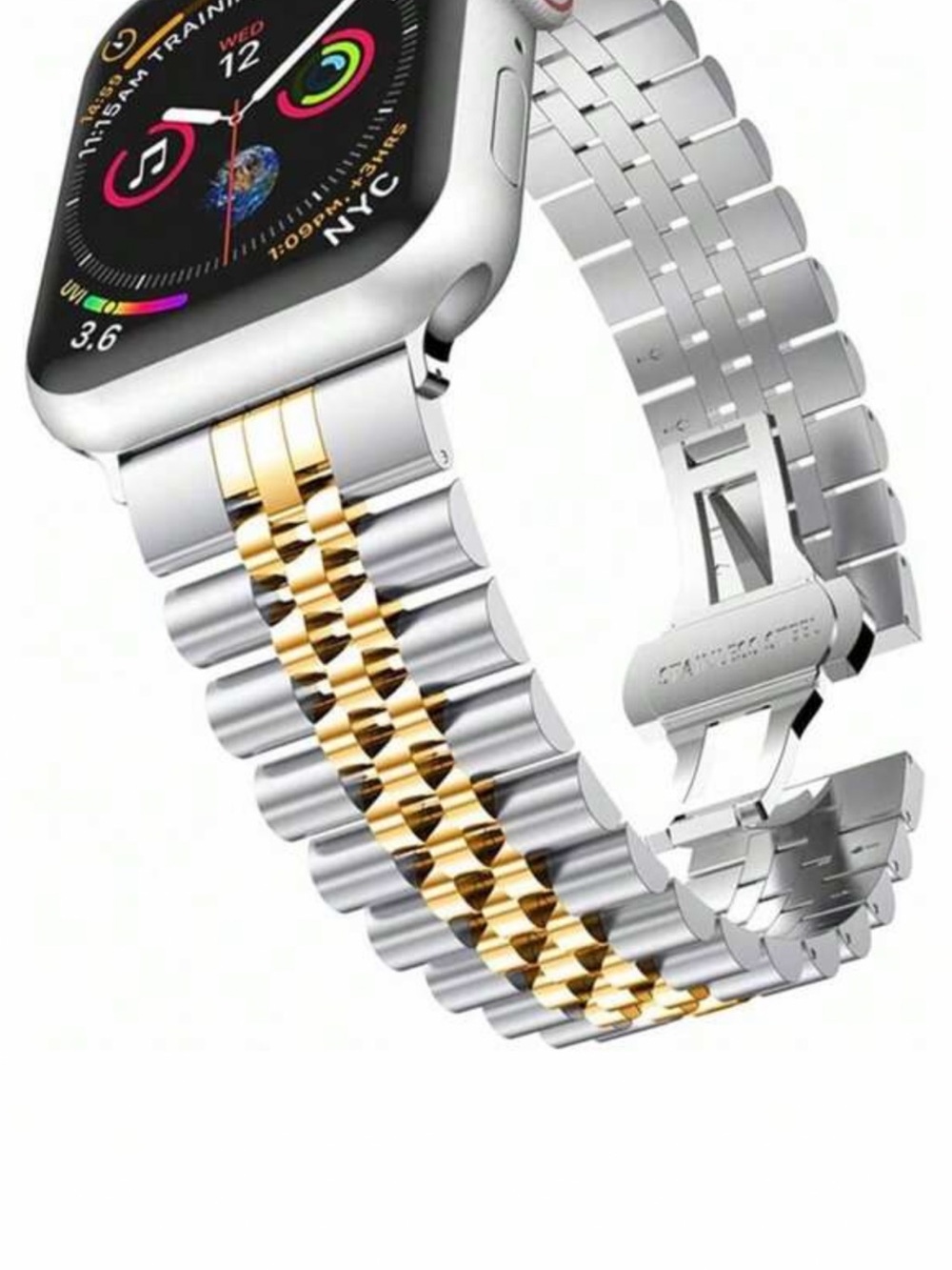 Silver & Gold Stainless Steel Link Band for Smartwatch